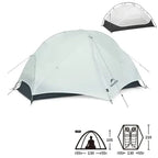 Tente Randonnée Ultralégère 2P/1P, Étanchéité Renforcée & Structure Alpine TRAILNEST Mongar UL 2
