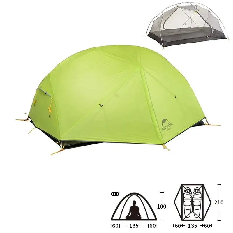 Tente Randonnée Ultralégère 2P/1P, Étanchéité Renforcée & Structure Alpine TRAILNEST Mongar UL 2