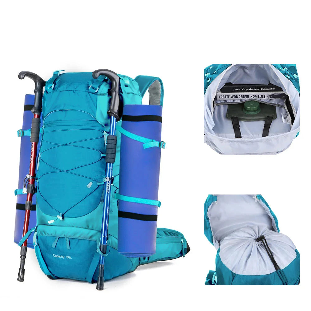 Sac de Randonnée 50L Imperméable Léger et Respirant en Nylon Ripstop Léger - TrailMaster 70