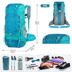 Sac de Randonnée 50L Imperméable Léger et Respirant en Nylon Ripstop Léger - TrailMaster 70