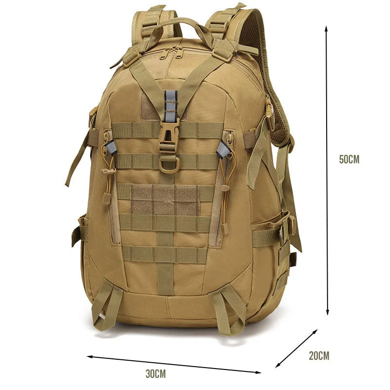 Sac de Randonnée 40L Déperlant - avec Attaches MOLLE & Bande Réfléchissante - TrailGuard 40