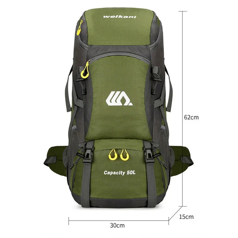 Sac De Randonnée 50L Léger – Dos Ventilé, Nylon Déperlant & Portage Confort - TrekShell 50