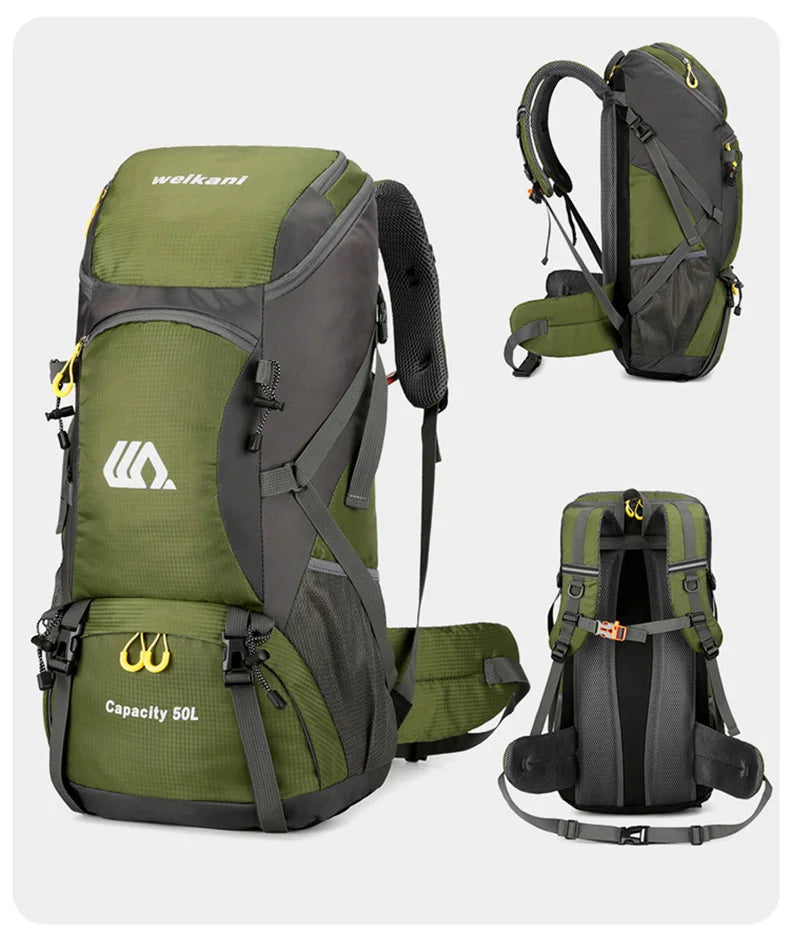 Sac De Randonnée 50L Léger – Dos Ventilé, Nylon Déperlant & Portage Confort - TrekShell 50