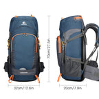 Sac de Randonnée Étanche 65L avec Housse de Pluie Intégrée - PeakTrail 65