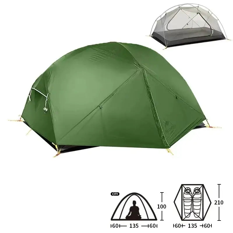 Tente Randonnée Ultralégère 2P/1P, Étanchéité Renforcée & Structure Alpine TRAILNEST Mongar UL 2