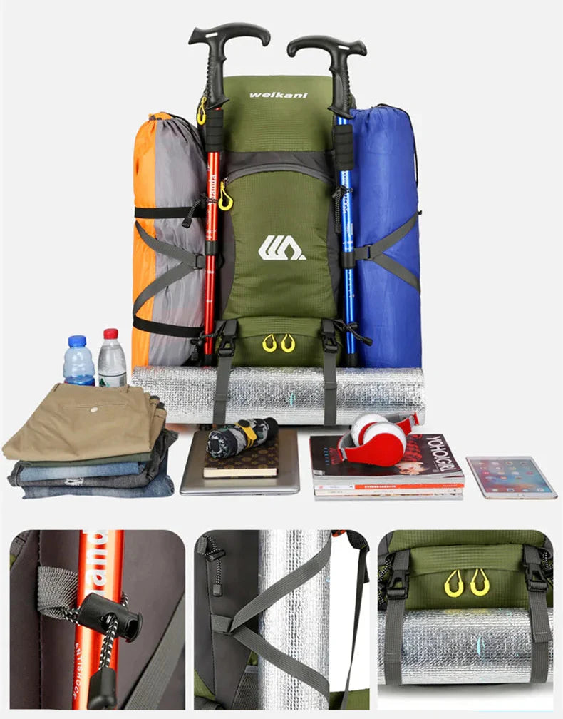 Sac De Randonnée 50L Léger – Dos Ventilé, Nylon Déperlant & Portage Confort - TrekShell 50