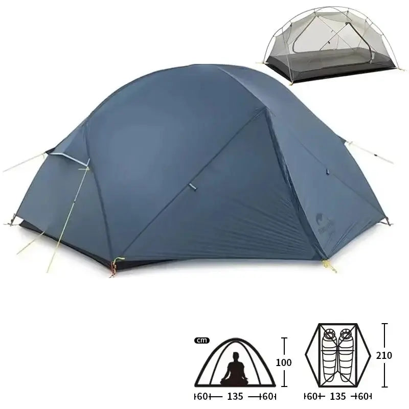 Tente Randonnée Ultralégère 2P/1P, Étanchéité Renforcée & Structure Alpine TRAILNEST Mongar UL 2