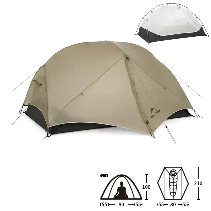 Tente Randonnée Ultralégère 2P/1P, Étanchéité Renforcée & Structure Alpine TRAILNEST Mongar UL 2