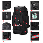 Sac De Randonnée Grande Capacité 130L – Nylon Imperméable, Système MOLLE & Portage Renforcé - TrekMaster 130