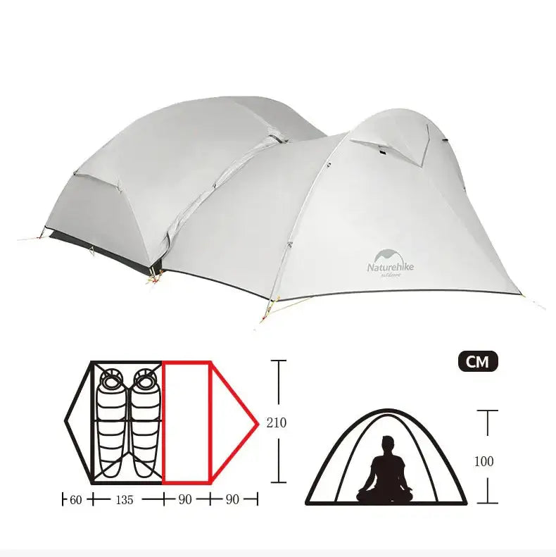 Tente Randonnée Ultralégère 2P/1P, Étanchéité Renforcée & Structure Alpine TRAILNEST Mongar UL 2