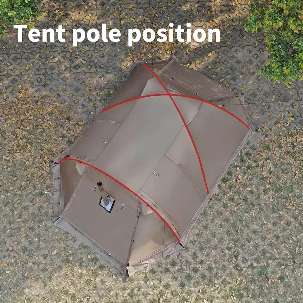 Tente Randonnée Dôme Hiver Compatible avec Mini Cheminée, Étanche - CAMPFLEX