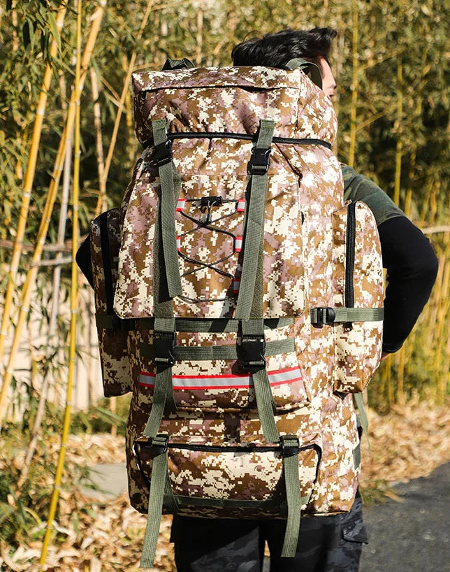 Sac De Randonnée Grande Capacité 130L – Nylon Imperméable, Système MOLLE & Portage Renforcé - TrekMaster 130