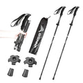 Bâton de Randonnée Acier Carbone Léger et Pliable (x2) | Réglable 107–125 cm, Pliable 5 Sections - AltaStride Élite 125