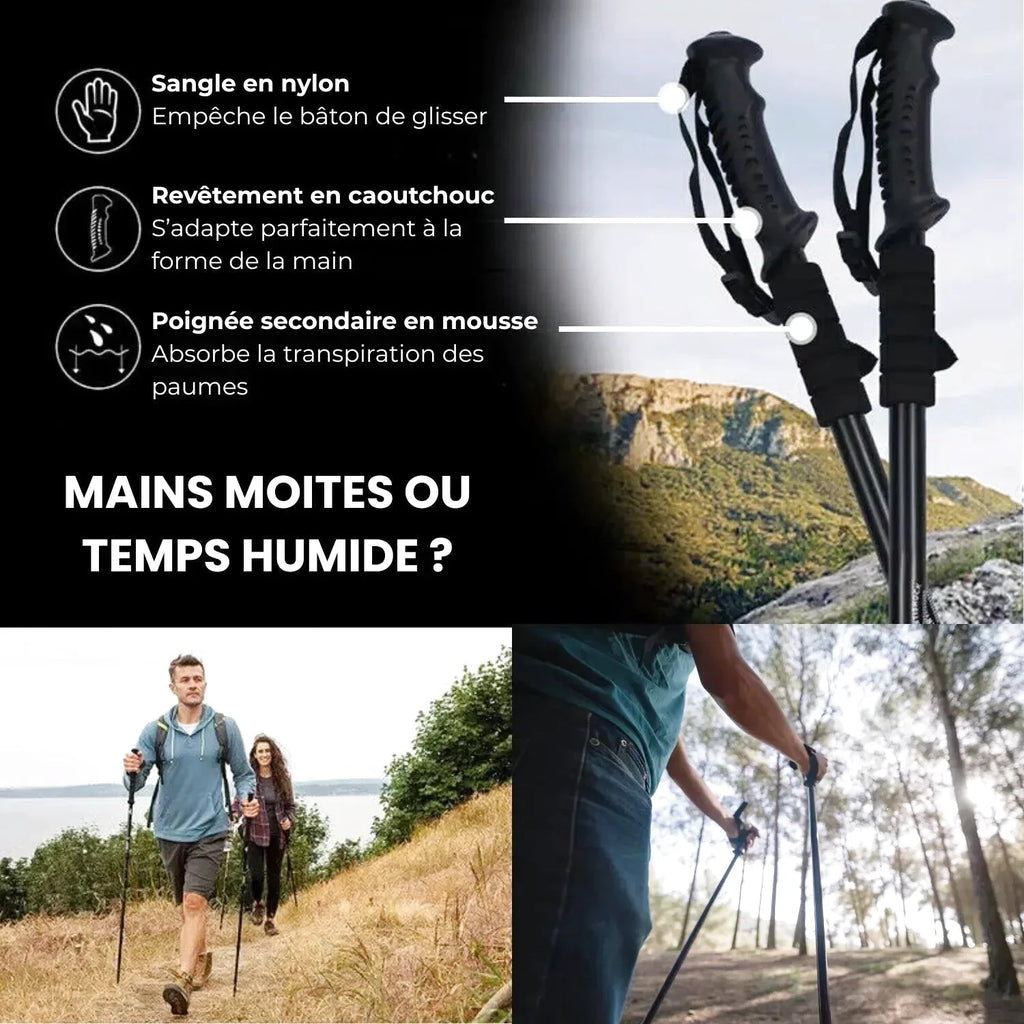Bâton de Randonnée avec Amortisseur Dynamique Léger (65–135 cm) - Aluminium 6061 - TrekPulse