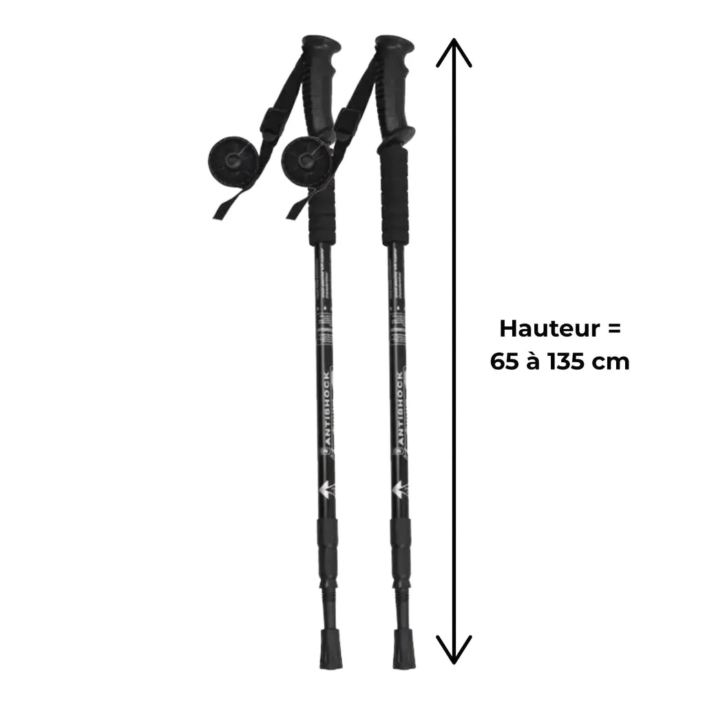 Bâton de Randonnée avec Amortisseur Dynamique Léger (65–135 cm) - Aluminium 6061 - TrekPulse