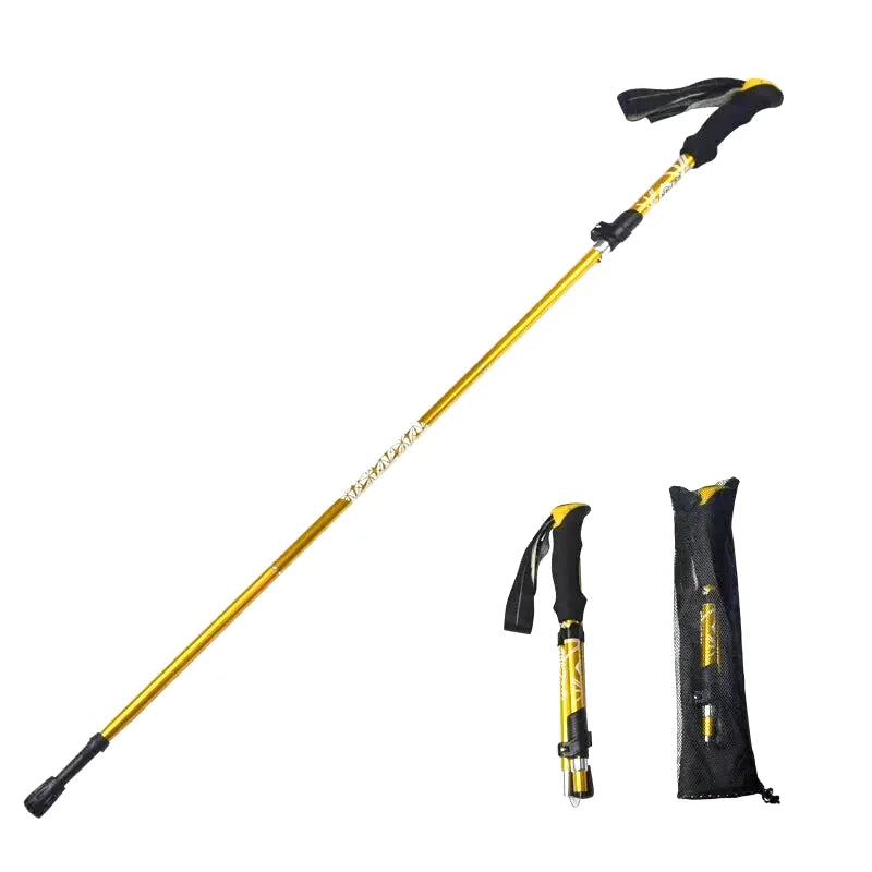 Bâton de Randonnée Pliable 5 Sections (107–125 cm) — Acier Carbone Léger 250 g - TrekPro Ultra-Light 125