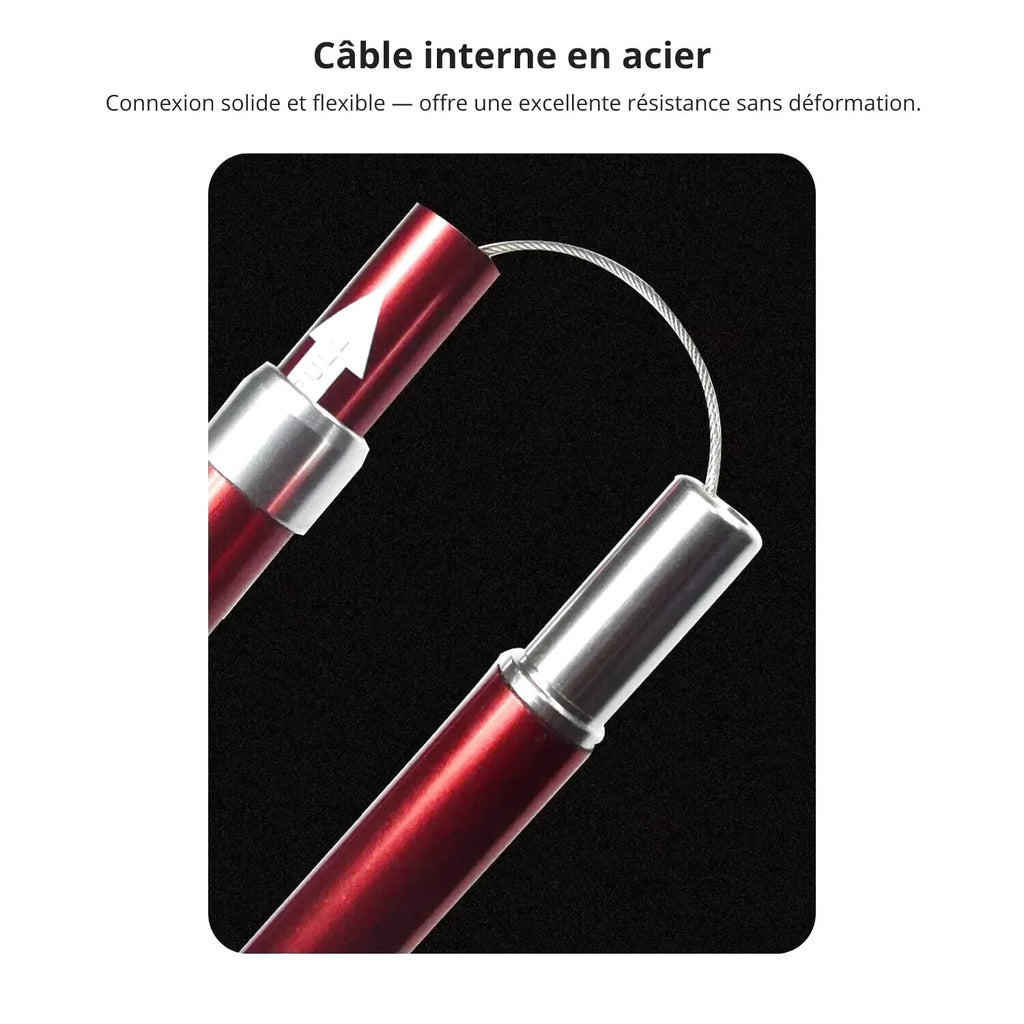 Bâton de Randonnée Pliable 5 Sections (107–125 cm) — Acier Carbone Léger 250 g - TrekPro Ultra-Light 125
