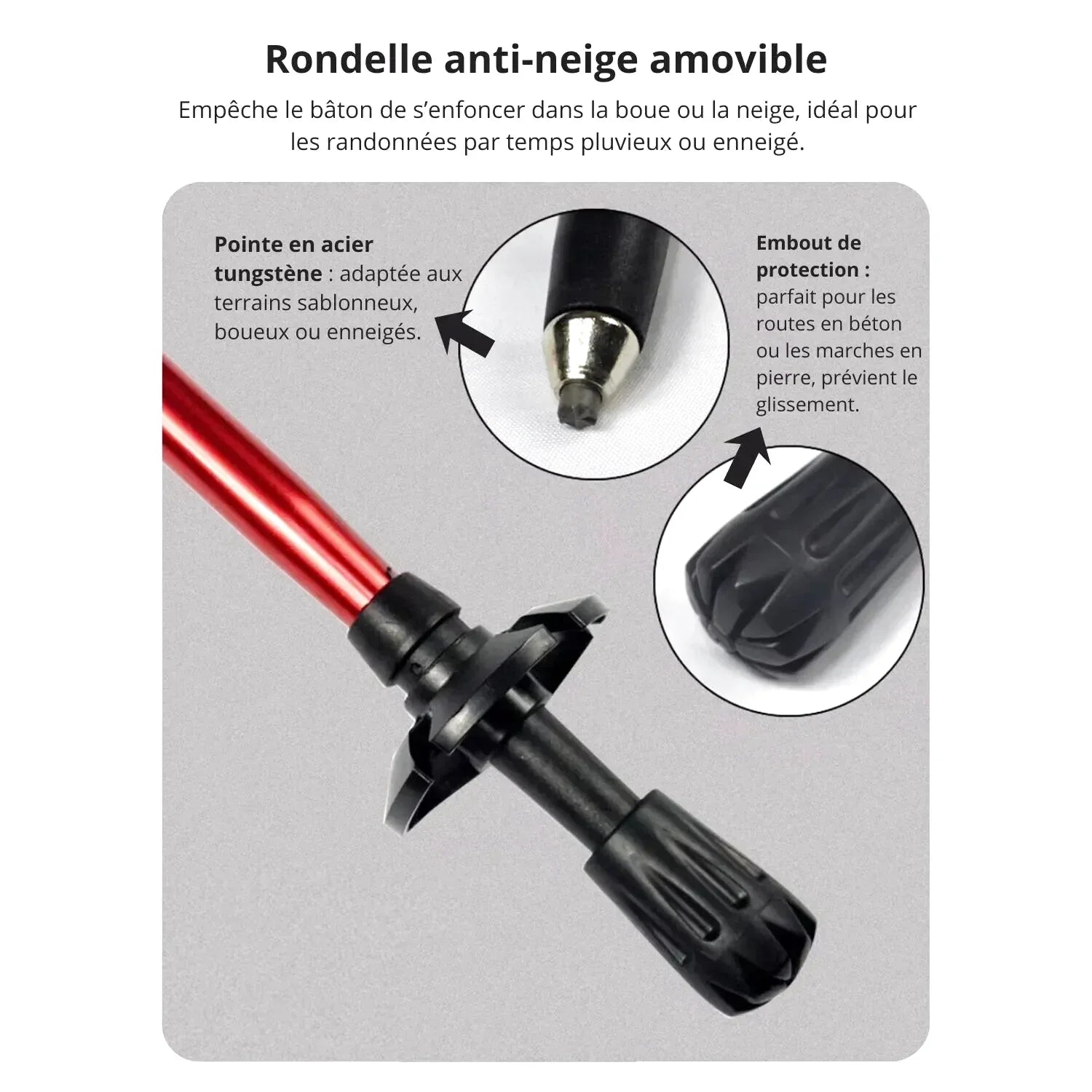 Bâton de Randonnée Pliable 5 Sections (107–125 cm) — Acier Carbone Léger 250 g - TrekPro Ultra-Light 125