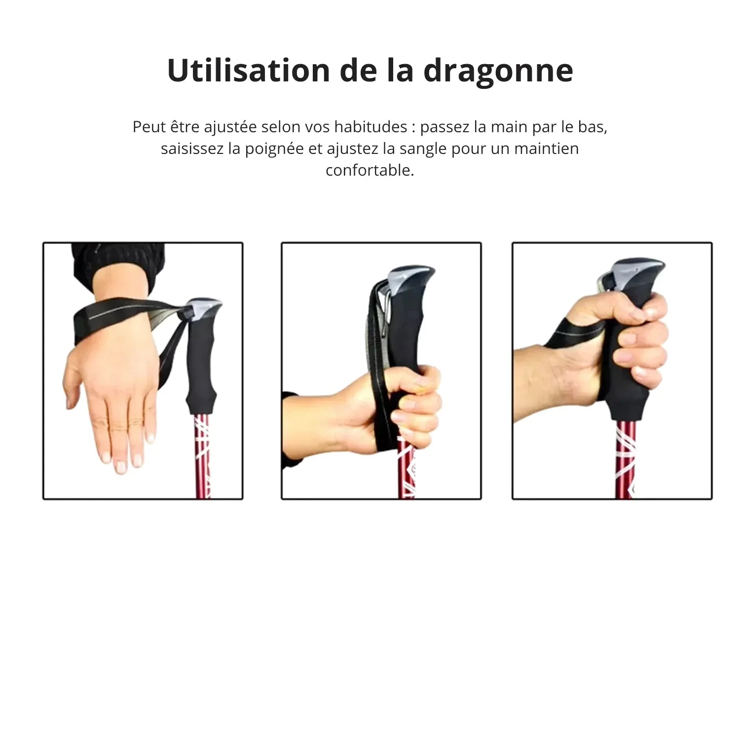 Bâton de Randonnée Pliable 5 Sections (107–125 cm) — Acier Carbone Léger 250 g - TrekPro Ultra-Light 125