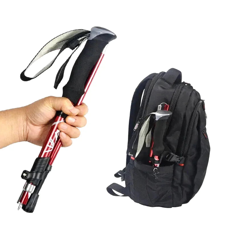 Bâton de Randonnée Pliable 5 Sections (107–125 cm) — Acier Carbone Léger 250 g - TrekPro Ultra-Light 125