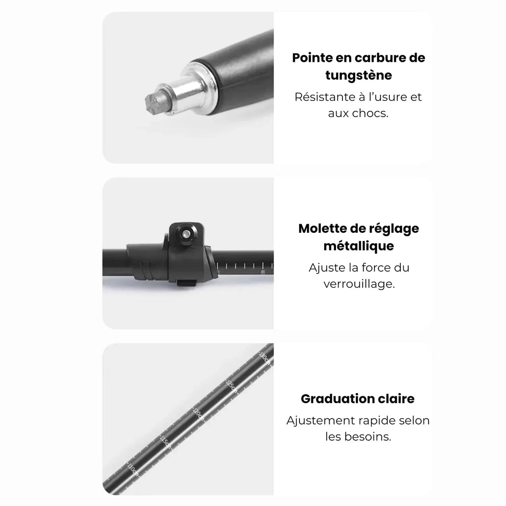 Bâton De Randonnée Télescopiques (56–135 cm) Quick Lock - Aluminium 7075 - Naturehike 135