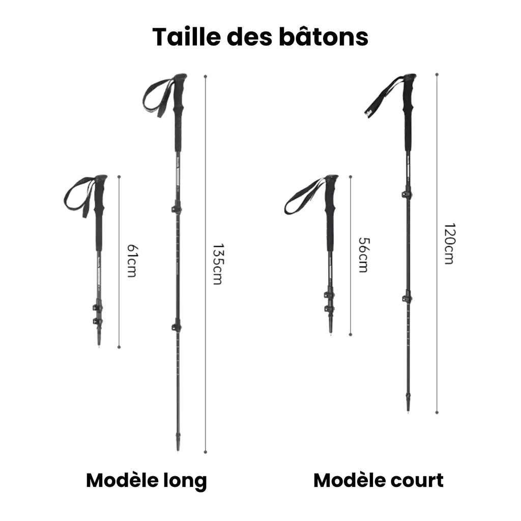 Bâton De Randonnée Télescopiques (56–135 cm) Quick Lock - Aluminium 7075 - Naturehike 135